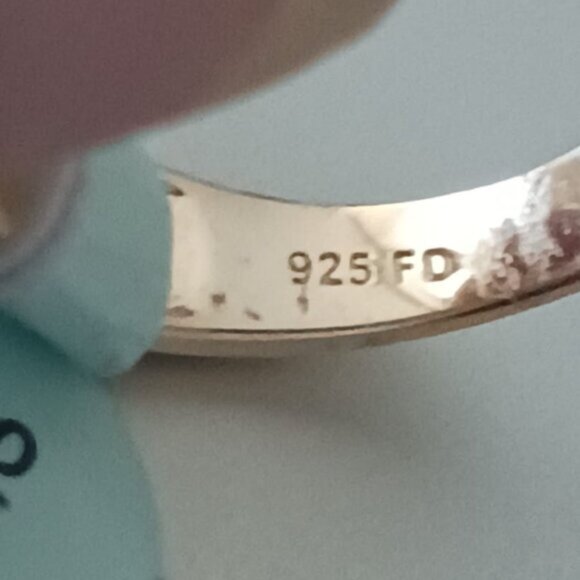 Blue Sage CZ Crossover Ring 14K Gold Plated Sterling Silver Sz.7 - Picture 13 of 14